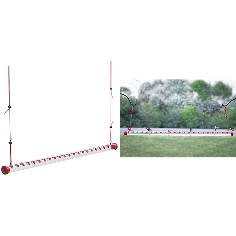 

Hanging Bird Feeder With Holes Transparent Feeding Pipe Finches Bird Feeder Outdoor Garden Window Decoration