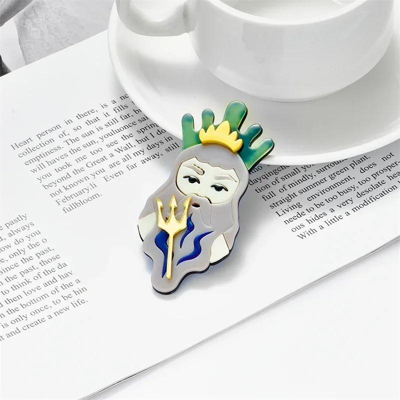 Женская Винтажная брошь Blucome зеленая из акрилового материала с изображением мифа