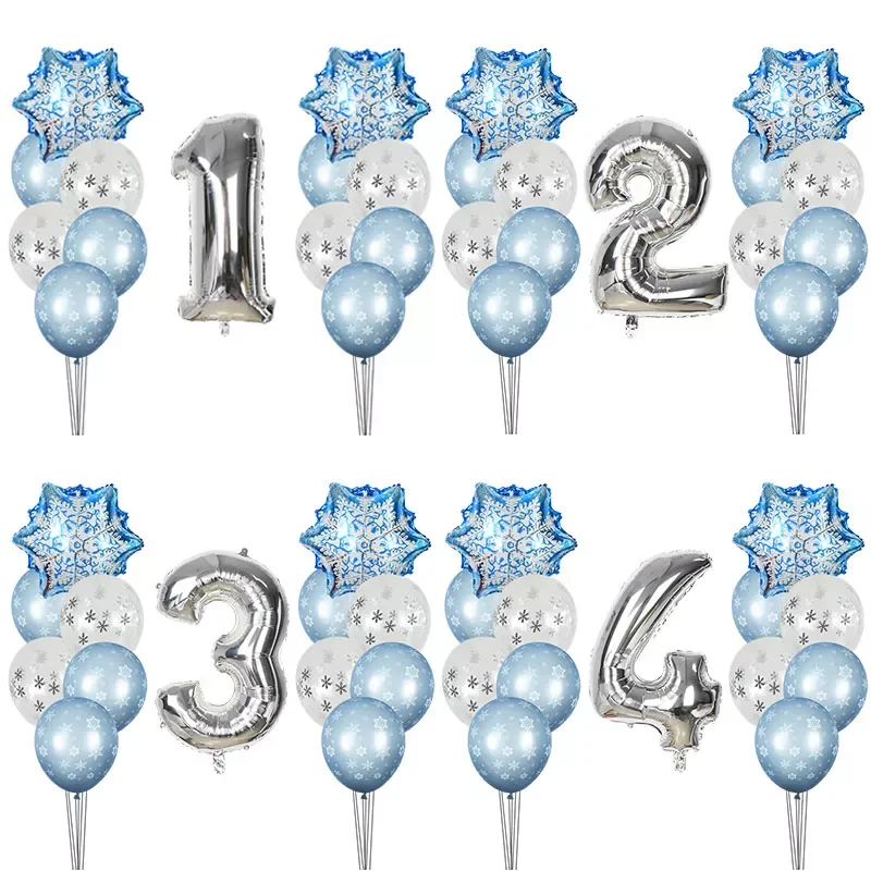 

Winter Birthday Theme Party Snowflake Balloons Foil Number Ballons Ice snow Party Christams Xmas Helium Globos Decor Supplies