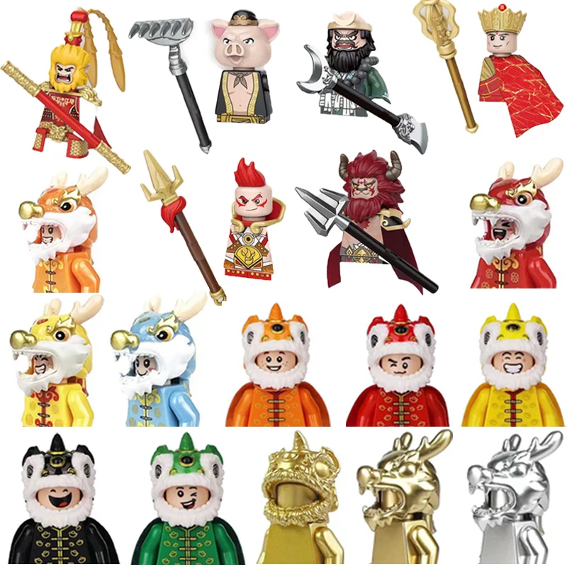 S Gifts Journey To The West Anime Cartoon Mini Blocks Action Toy Figures Dragon And Lion Dance Pattern