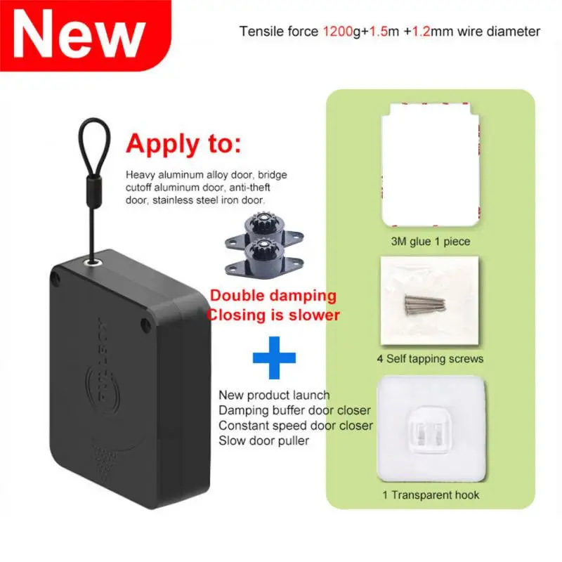 

Автоматическое устройство для закрытия двери без перфорации, 800 г/1200 г, Проволочный Трос, выдвижной автоматический прибор для закрытия катушки, оборудование для дверного кронштейна