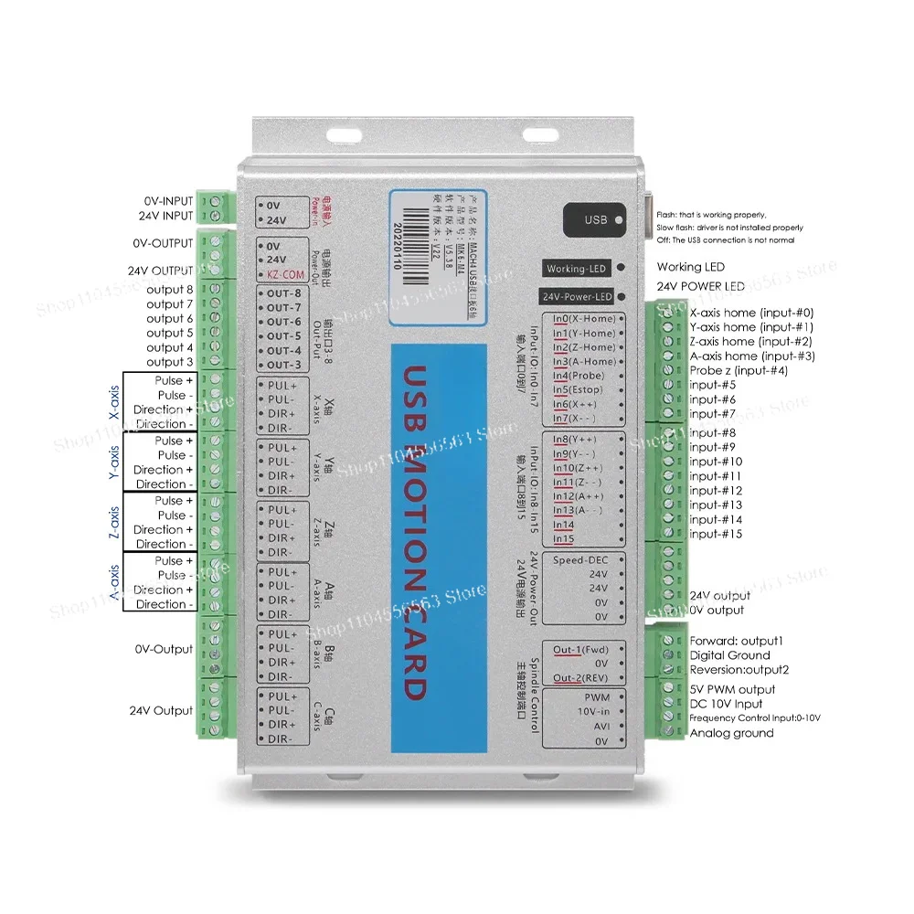 Фото Плата управления движением с ЧПУ XHC 3/4/6-осевая – USB/Ethernet, 2000 кГц, с беспроводным ручным колесом управления для Mach3 №3