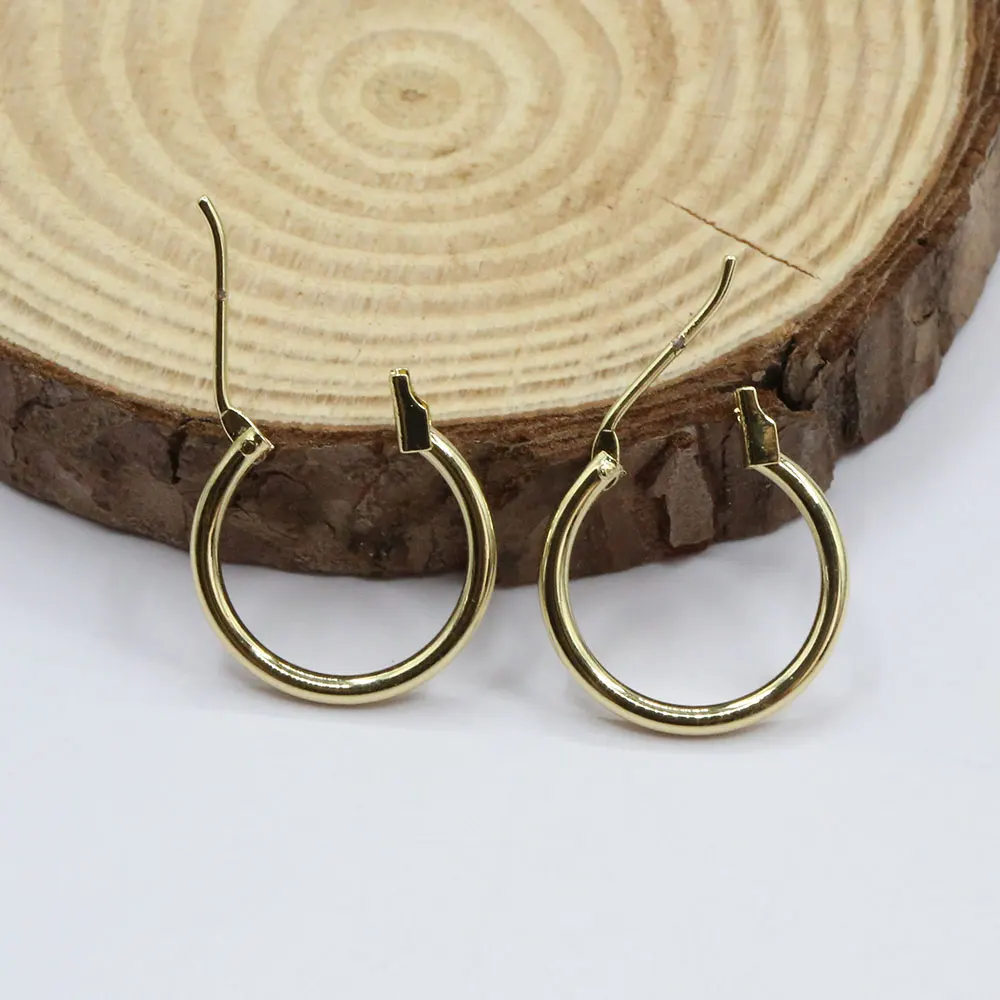 APDGG 20 Pcs 16mm 24K Gold Plated Copper Circle Earrings Hook For Pearl Earring Making DIY Craft Accessories