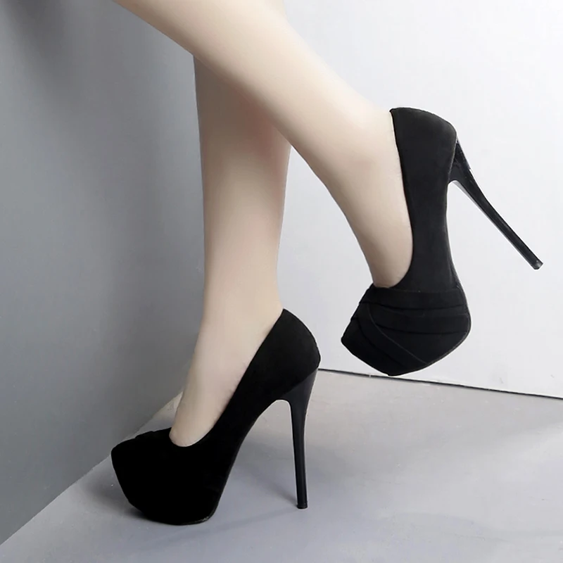 

2023 Women 12cm 14cm High Heels 4cm Platform Suede Pumps Lady Extreme Stilettos Pleaser Nightclub Prom Red Bottom Catwalk Shoes