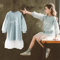 4 12 years old childrens princess dresses for teens girls letter print mesh sweatshirt dress of kids casual clothing