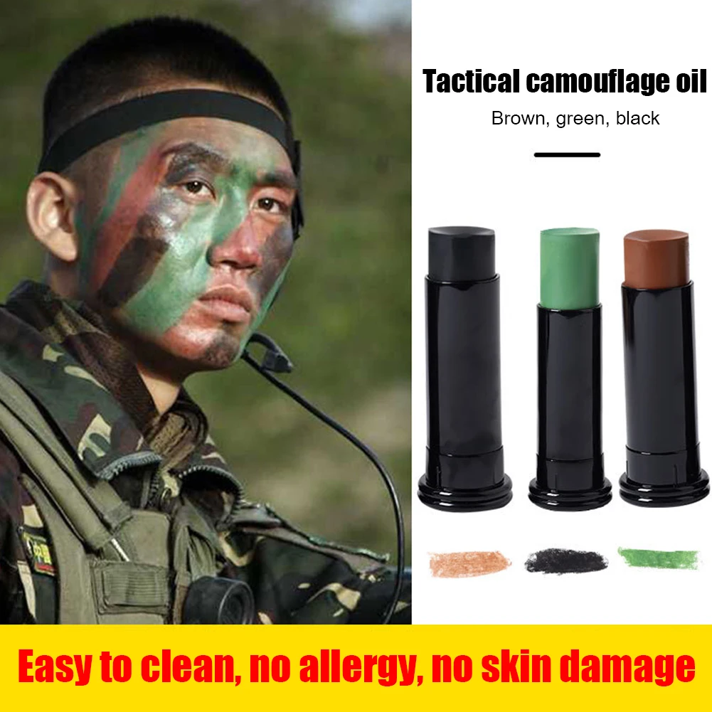 

3pcs Outdoor Military Woodland Camouflage Cream Body Face Paint Tube Stick for Camo Color Field Camouflage Oil Suit