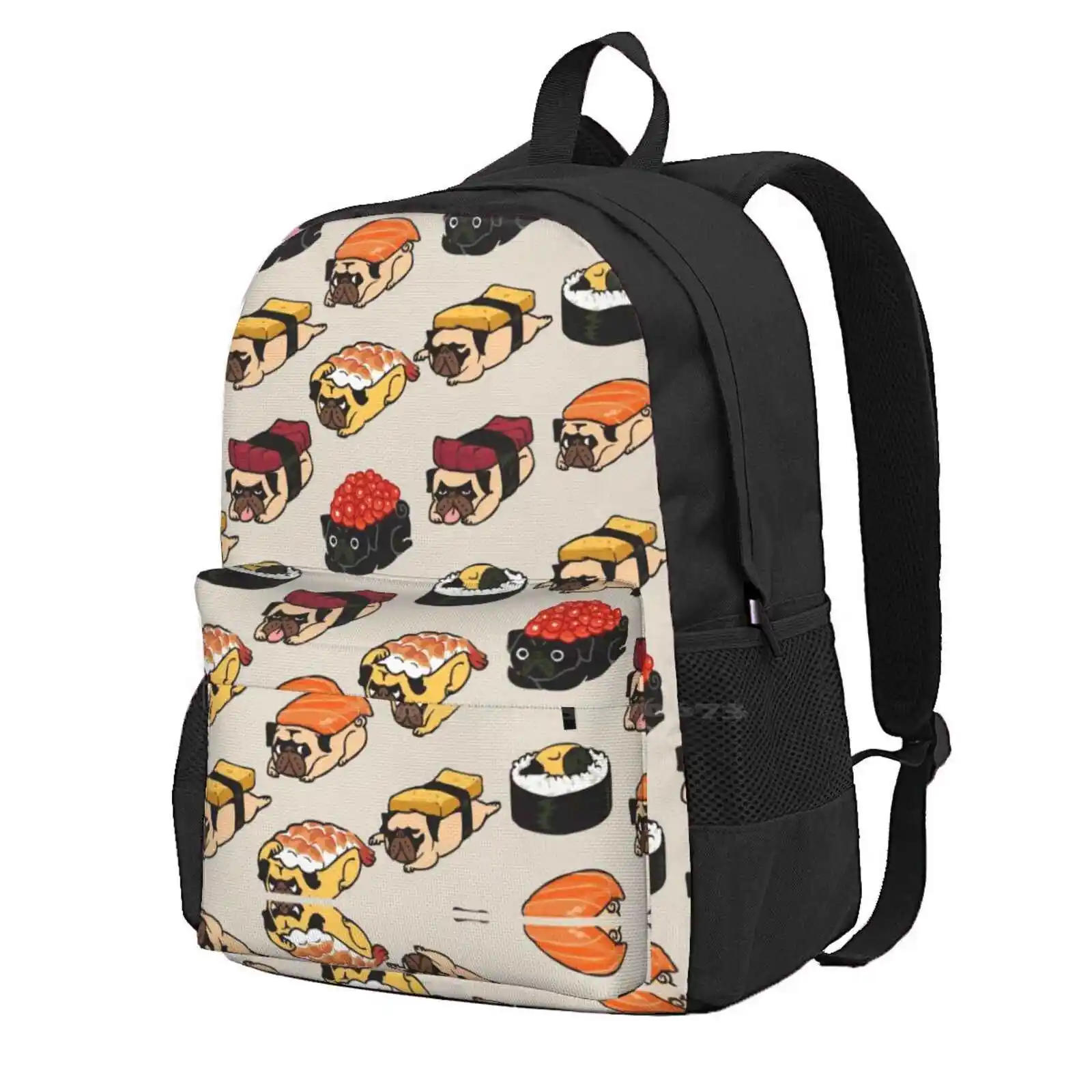 

Sushi Pug School Bag Big Capacity Backpack Laptop 15 Inch Pug Sushi