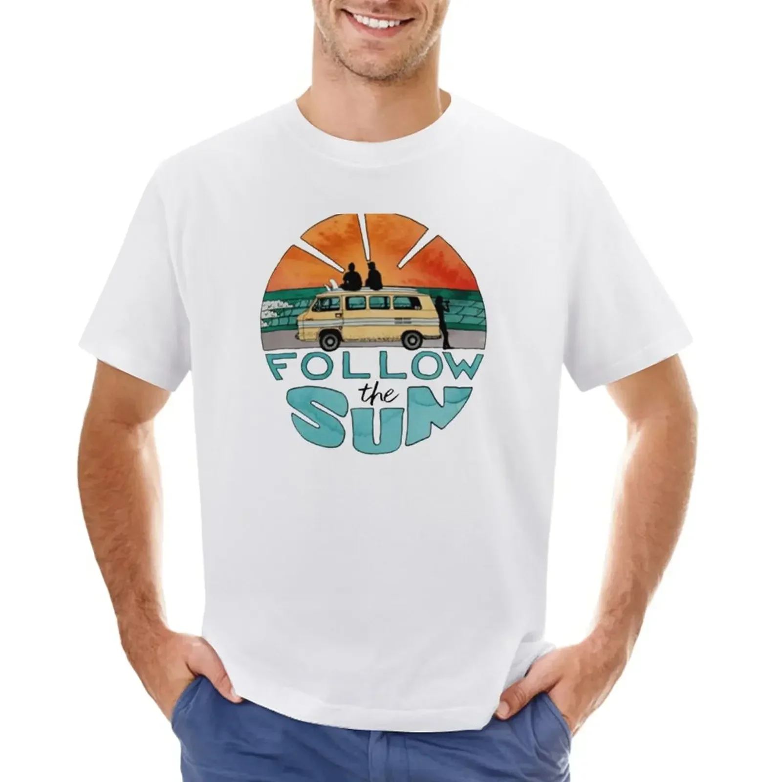 Мужская Винтажная Футболка follow the sun