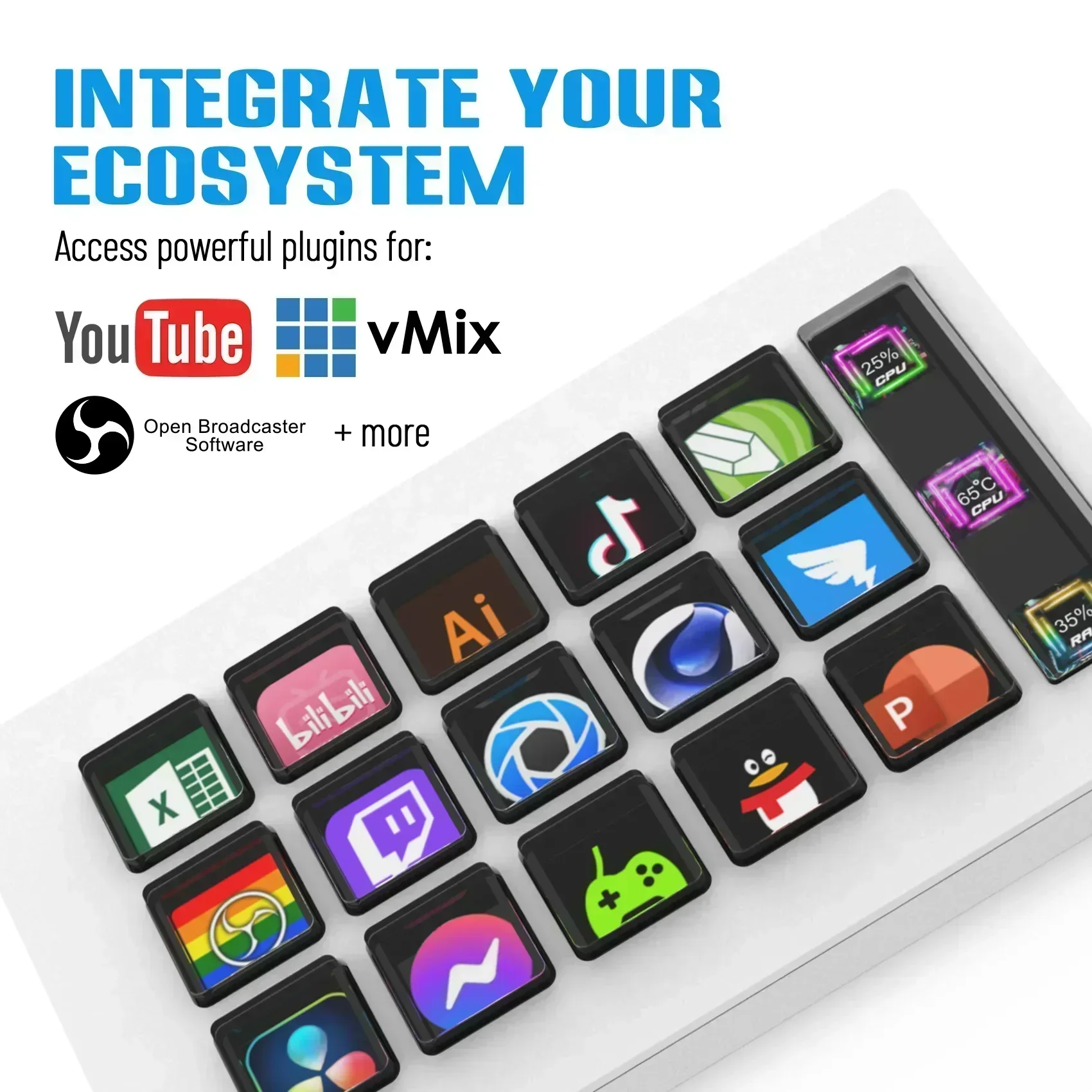 Фото Mirabox 293s Custom StreamDeck Mini: 15-клавишный визуальный ЖК-контроллер-клавиатура для Windows и MacOS, для прямых трансляций и создания контента №4