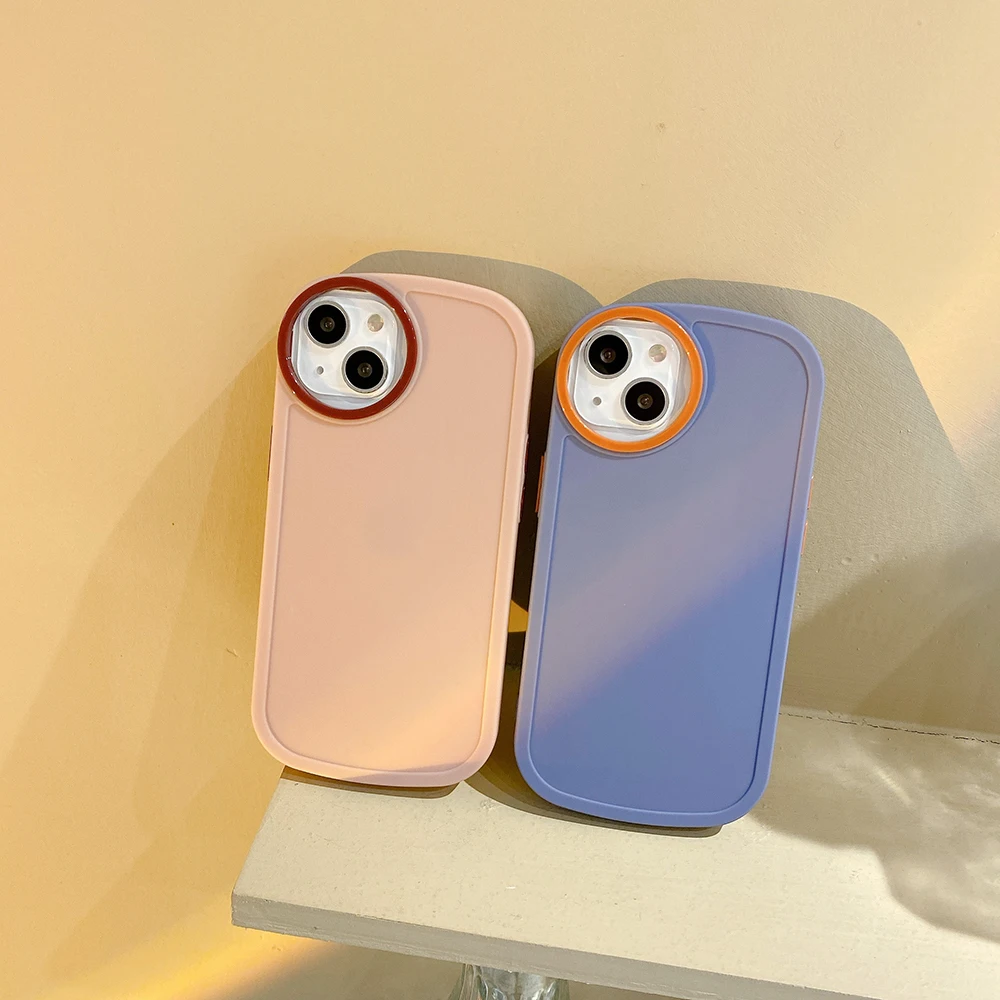 

Cute Round Camera Lens Protection Phone Case for IPhone 13 12 11 Pro Max XR X XS Candy Color Cover Shockproof Cases Coque Funda