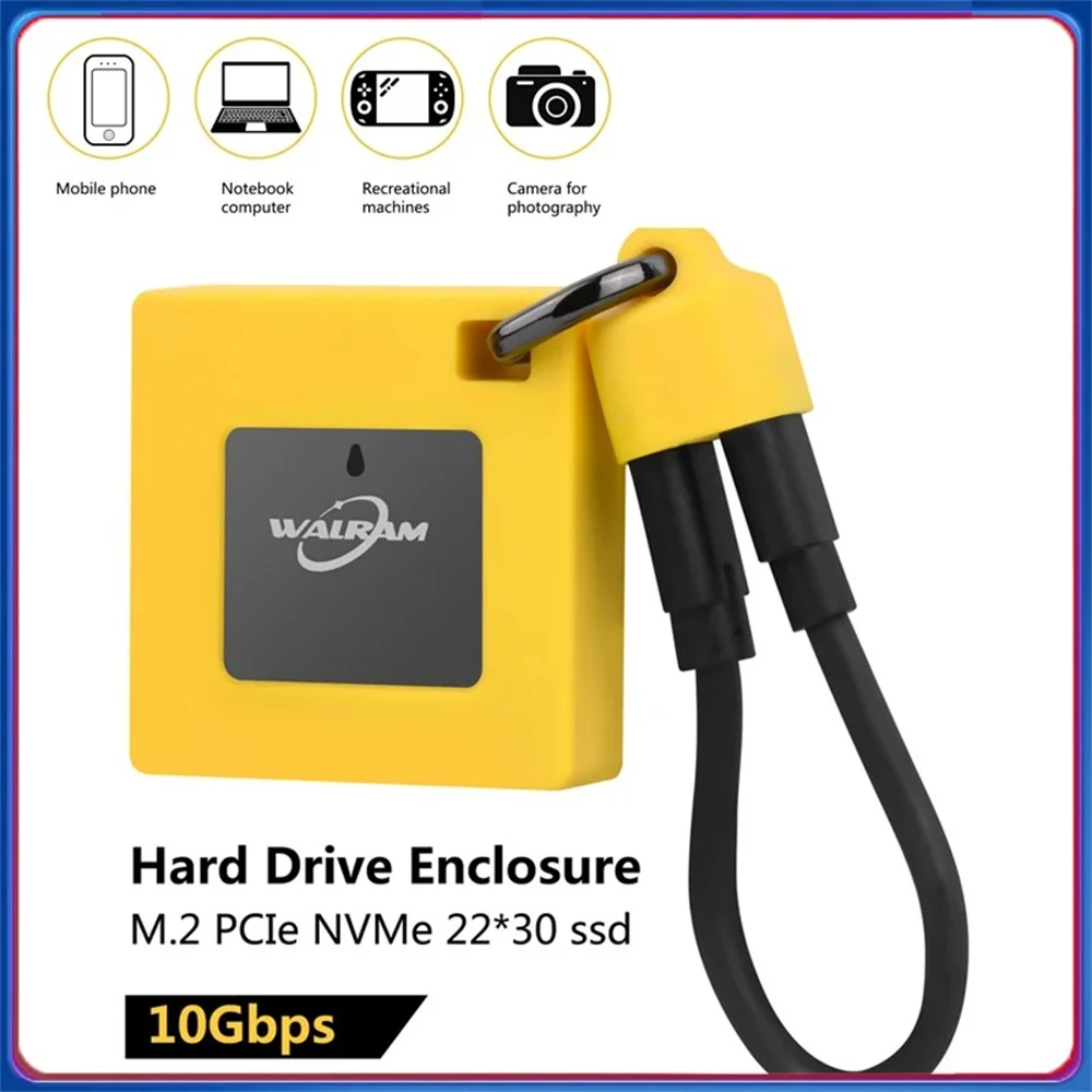Корпус Walram 2230 M2 NVMe SSD USB 3.2 Gen 2 10 Гбит/с M.2 PCI-E Внешний HHD для iPad iPhone 16 Pro Ноутбук ПК