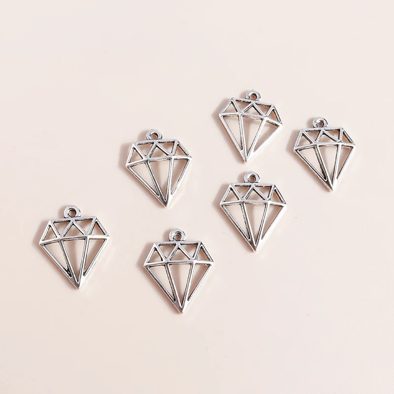 Leslie 50 шт. 16x19 мм простые полые подвески в форме драгоценных камней для браслета