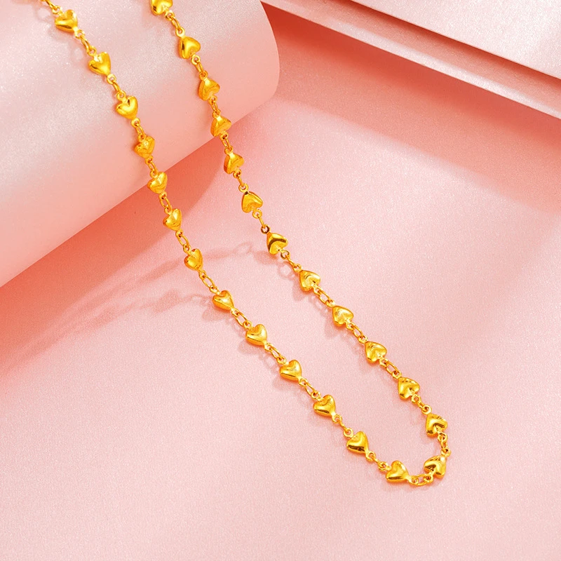 

Реальный 24k чистый золотой цвет Jingling женское колье для невесты 45 см O цепочки ожерелье с колокольчиками подарки