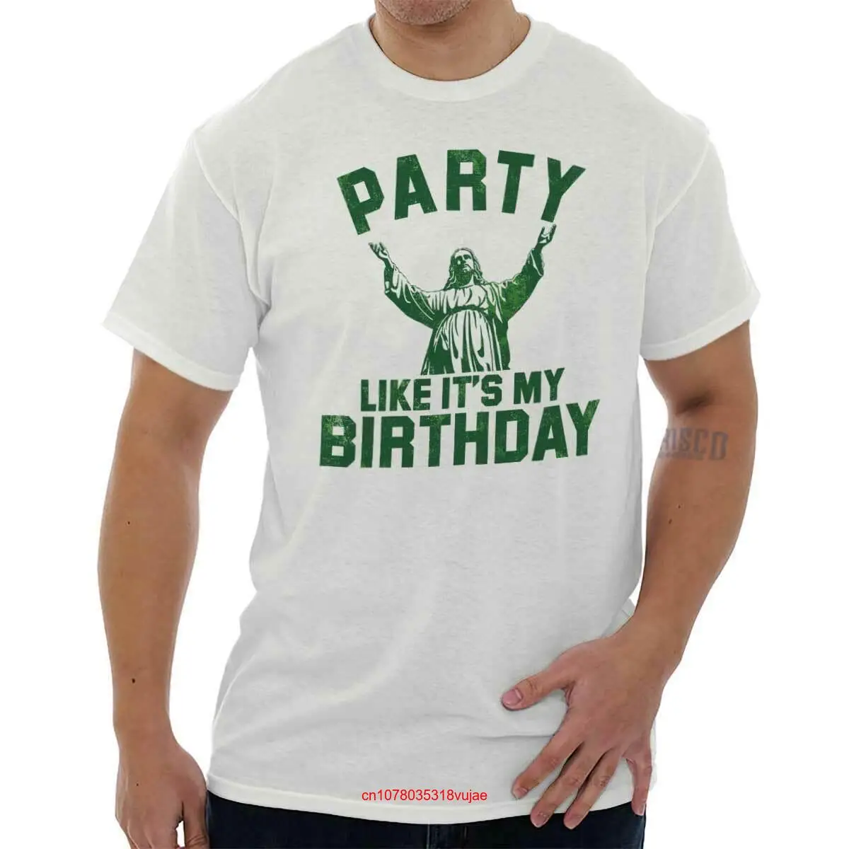 LEOSOXS Хлопковая футболка &quotParty Like Its My Birthday Jesus Christ&quot