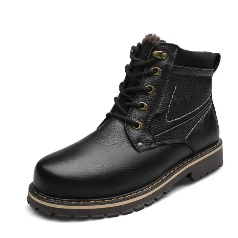 

Мужские зимние ботинки из натуральной воловьей кожи, 2023 теплые удобные нескользящие мужские ботинки