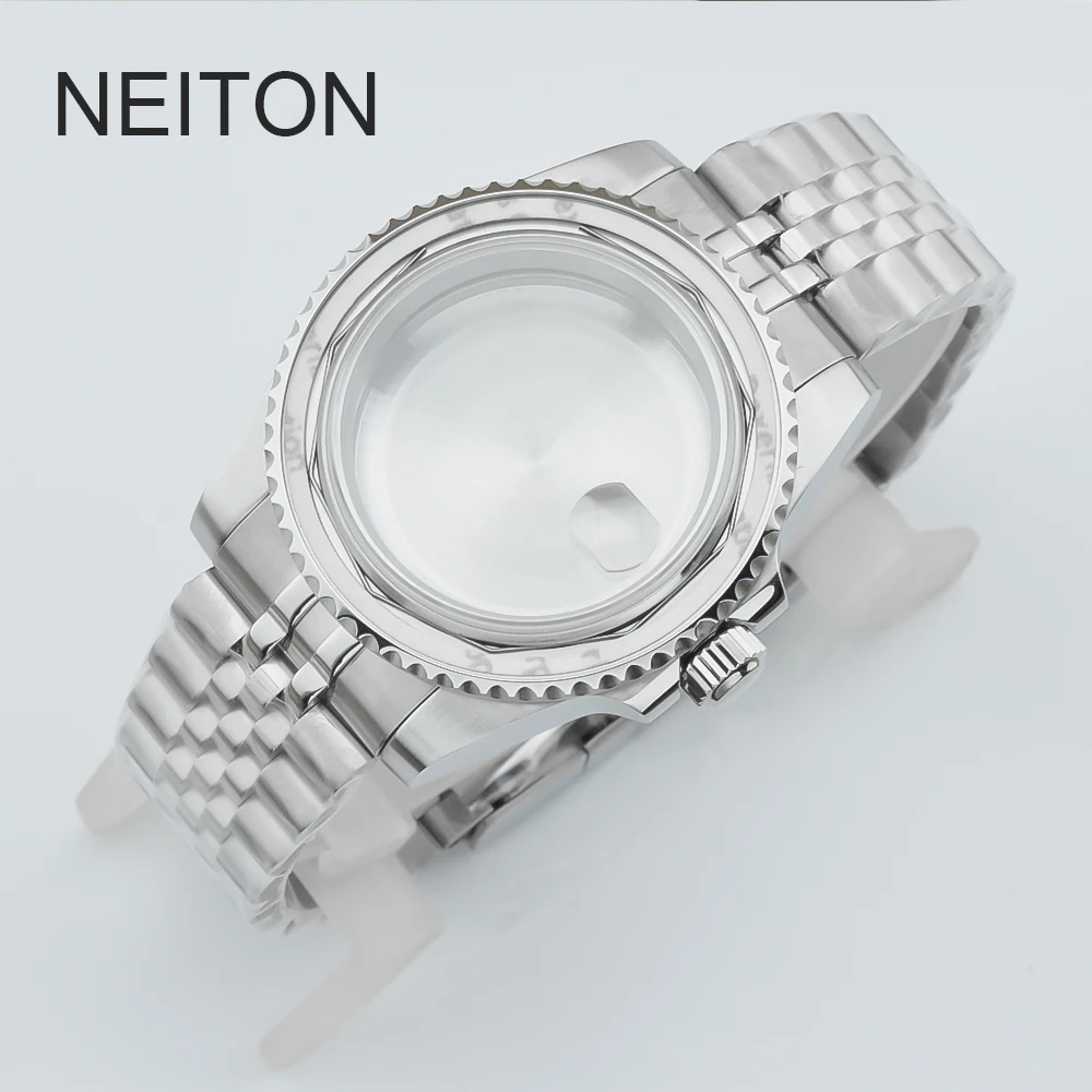 Серебряный корпус часов NEITON с сапфировым стеклом 40 мм подходит для механизма NH35