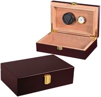 classic cigar humidor box cedar wood glossy luxury cigar case home cigar humidor box w hygrometer humidifier