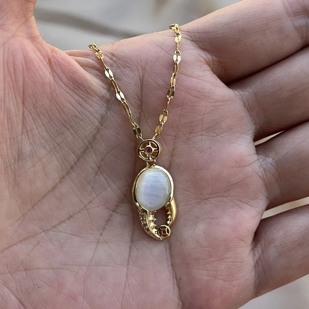 Позолоченный Опал Кристалл Готический Краб Коготь Орла Кулон Ожерелье Женское