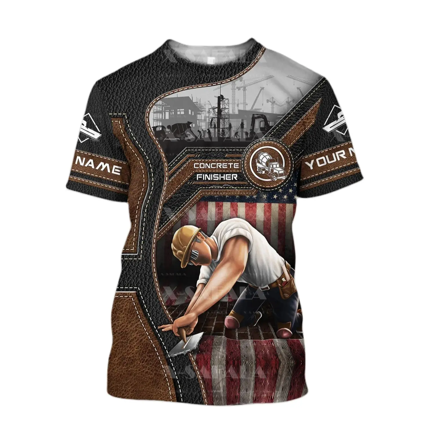 

CUSTOMIZE Concrete Finisher JOBS 3D Pull Printed Men T-Shirt Tops Tee Short Sleeve Casual Milk Fiber Breathable Tracksuits