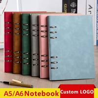 a6a5 spiral notebook 6 holes binder pu leather hardcover loose leaf personal travel diary journal business planner stationery