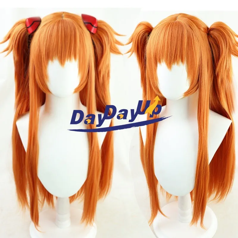 

Парик для косплея Asuka Langley Soryu, длинный, оранжевый, термостойкий, с 2 конским хвостом