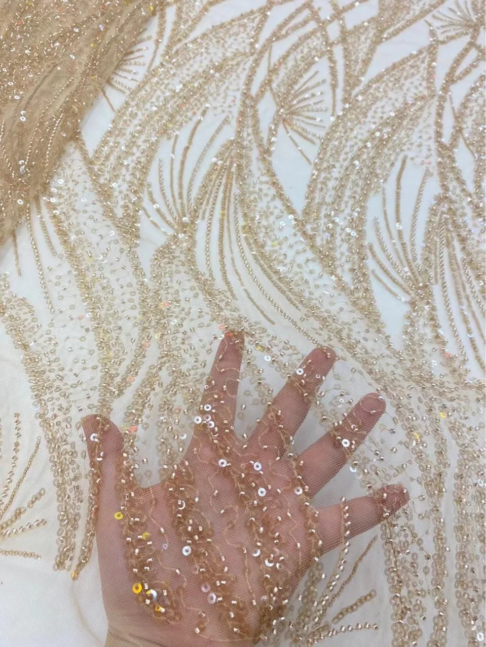 

5 ярдов, новинка, современные изысканные бусины с узором и блестками, новейшая ткань с блестками, Высококачественная Тюлевая кружевная ткань с блестками для платьев