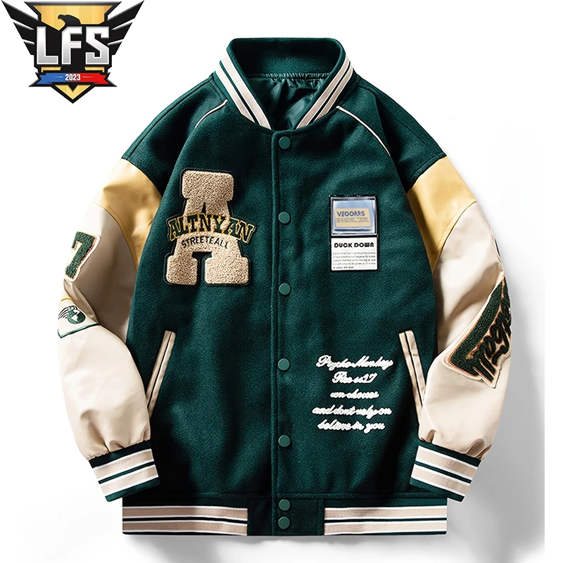 Новинка 2023, свободная винтажная бейсбольная куртка оверсайз с вышитыми буквами для мужчин, свободная куртка оверсайз, подарки, лидеры продаж