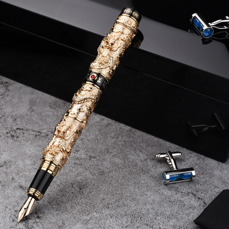 

Ручка перьевая Jinhao с металлической головкой дракона, классический дизайнерский брендовый подарок для письма в деловом стиле для мужчин