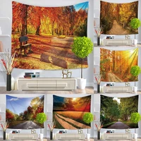 autumn leaves landscape tapestry hanging natural forest tree scenery wall cloth tapestries polyester home decor wall carpet