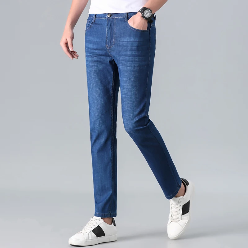 

Brand 2021 new men's jeans spring and autumn fashion slim straight narrow-leg casual pants/students all-match low-rise jeans