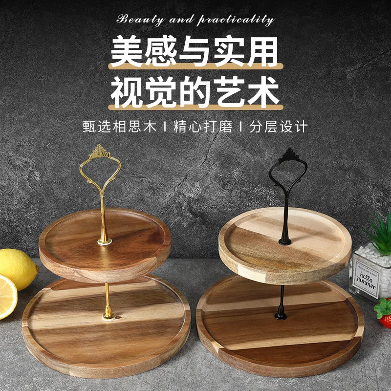 Винтажная тарелка для фруктов из акации мангиум домашняя витрина тортов