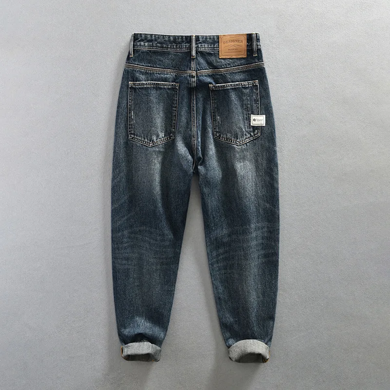 2023 Spring Summer New Casual Washed Jeans for Men Clothing Soft Cotton Streetwear Trousers Loose Oversize Ripped Jeans A5981