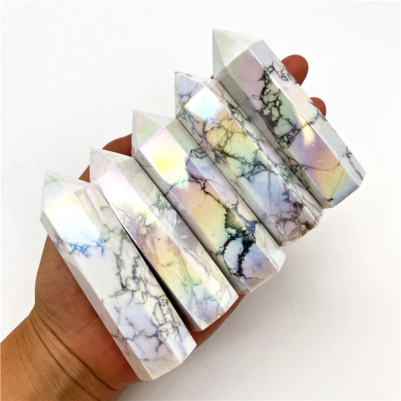 

Красивый 1 шт. Гальванизированный натуральный белый бирюзовый точечный Кристалл Aura, исцеляющий энергетический камень, натуральные кварцев...