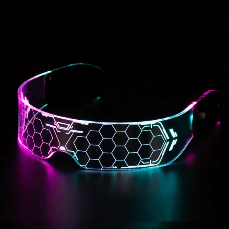 New Hot Selling Led Colorful Luminous Technology Glasses Bar Party Decoration Science Fiction Honeycomb Glasses Music Festival