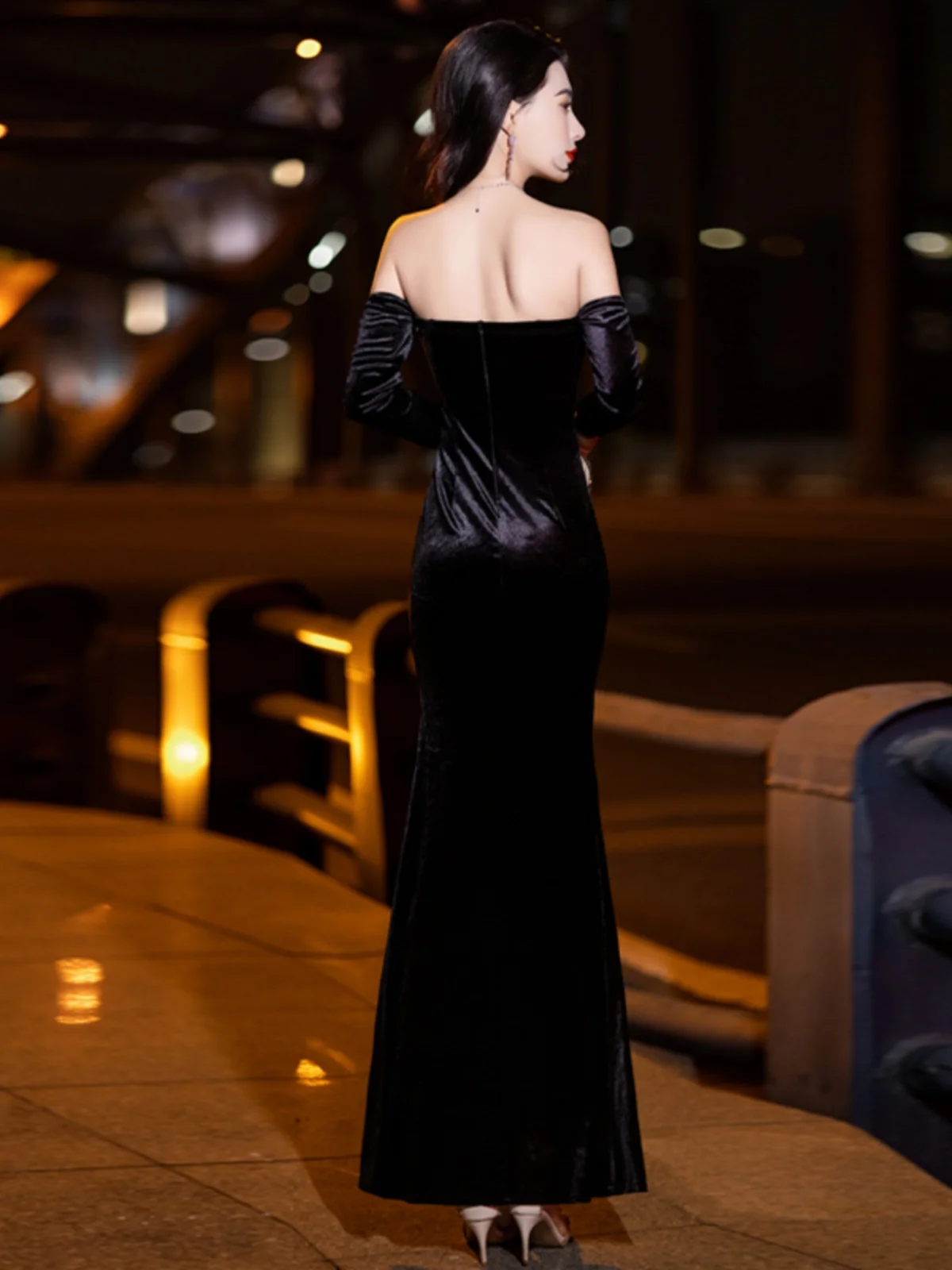 Высококачественное вечернее платье женственное тонкое черное платье-футляр