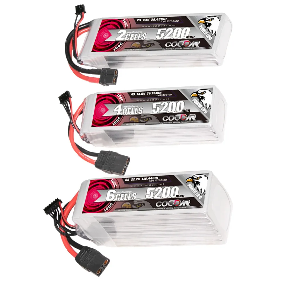

2S 4S 6S 5200MAH 7,4 V 14,8 V 22,2 V 100C Lipo Battery XT60 Plug Connector для FPV RC Racing Drone Tinywhoop Frame Kit Quadcopter