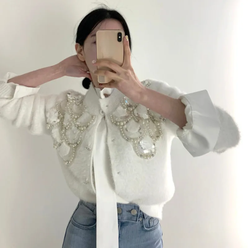 Свитера Neploe с яркими блестками и круглым вырезом Осень-зима 2024 женские топы Y2k