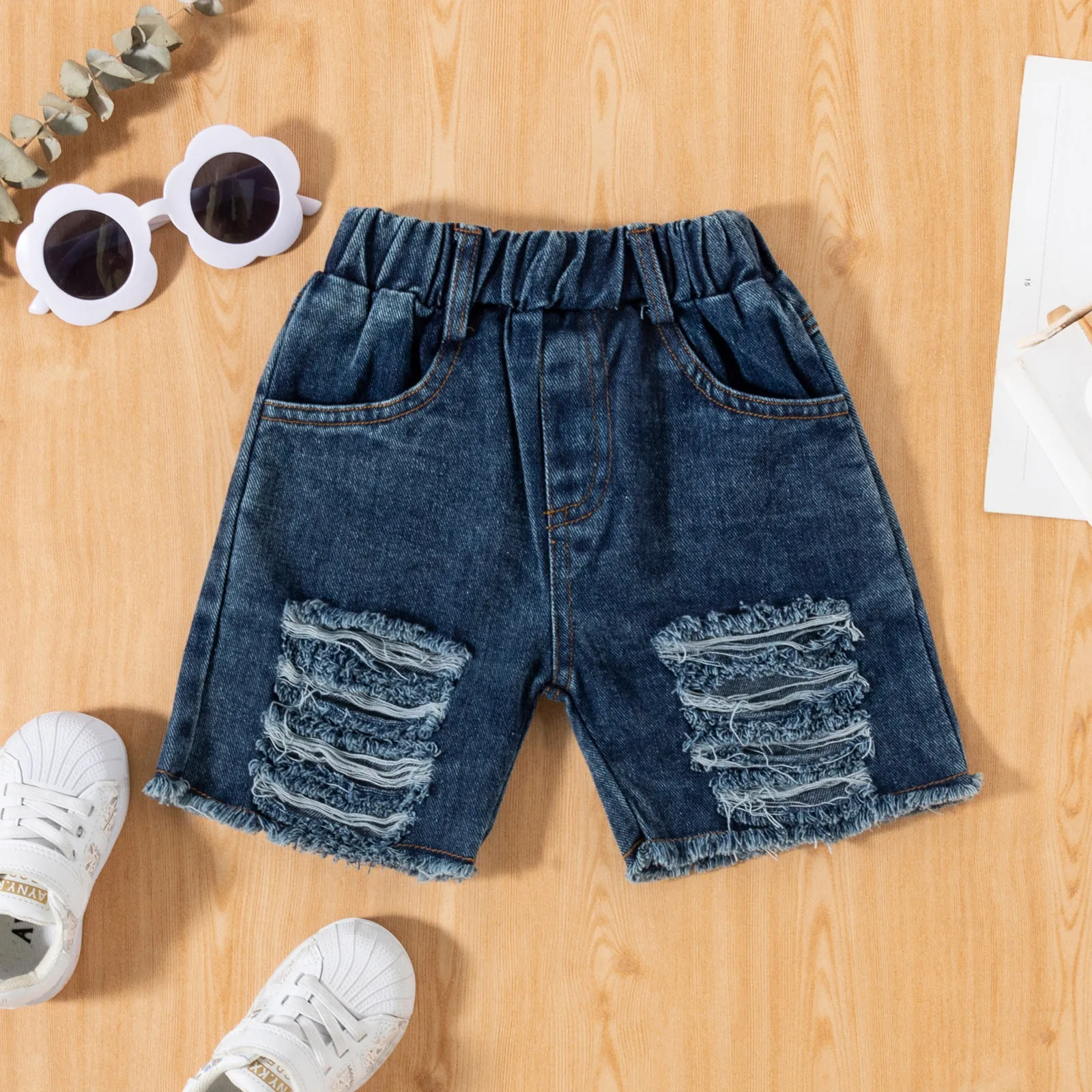 Модный комплект детской одежды для девочек Футболка с рукавами из тюля в рубчик