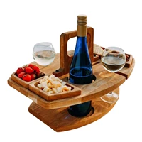 portable wine picnic table wooden folding picnic table with 2 wine glasses holder snack and cheese tray with 2 wine glasses