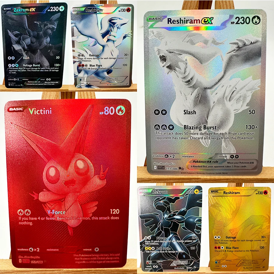 PTCG WHT BLK Victini Zekrom Reshiram Hida английские игрушки хобби хобби коллекционные предметы коллекция игр аниме карты (art.: 3920d104d02aa) - 3920d104d02aa