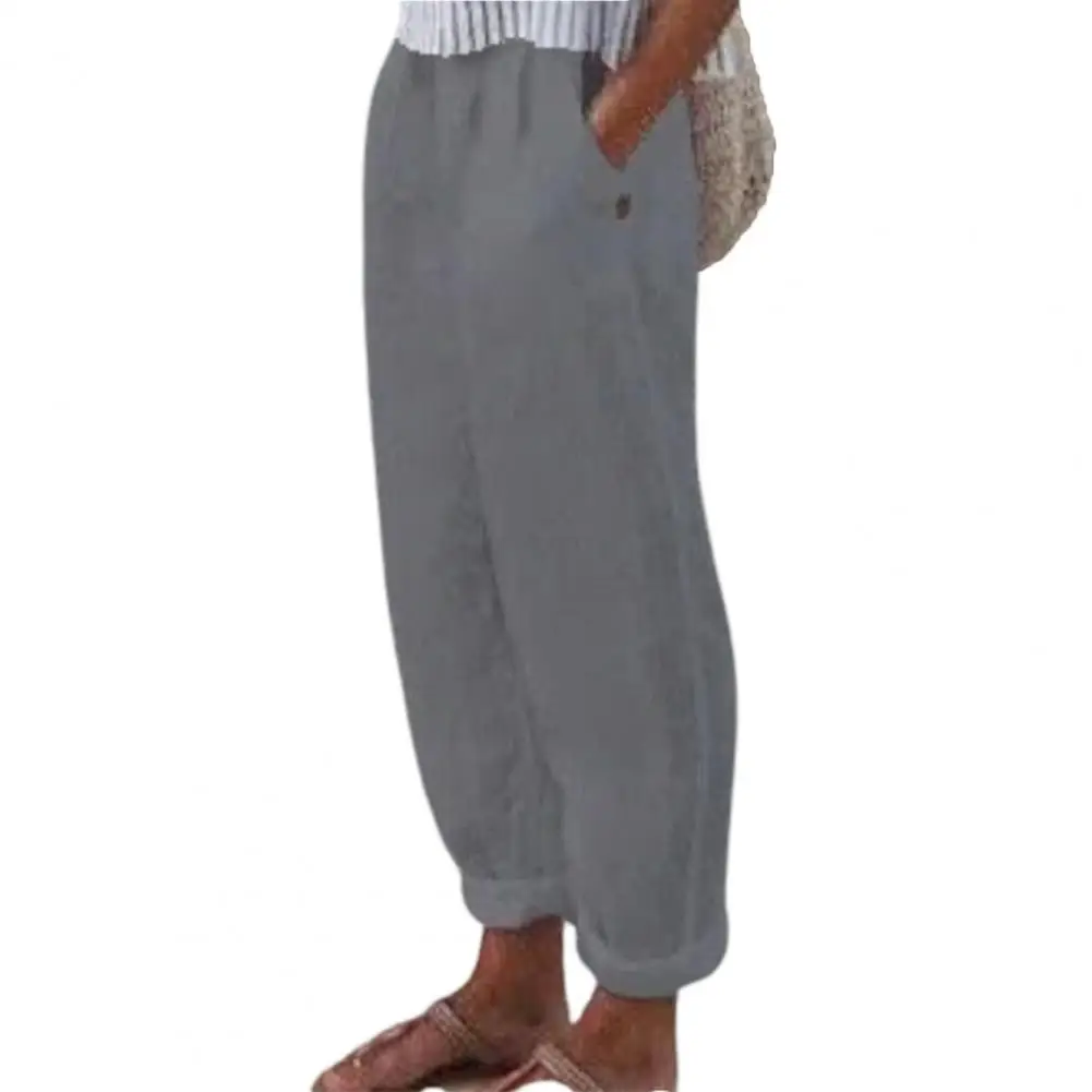 

Harem Pants Women 2022 Vintage Solid Color Pockets Summer Elastic Waist Straight Leg Sweatpants Streetwear Trousers Women