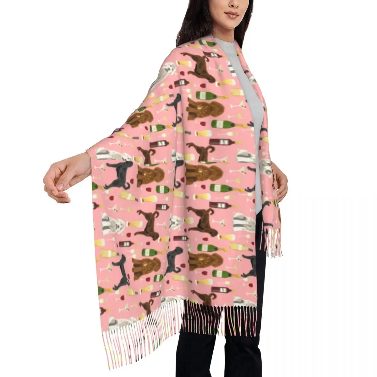 Винный шарф с надписью Love теплые мягкие шали длинной кисточкой для собак y2k