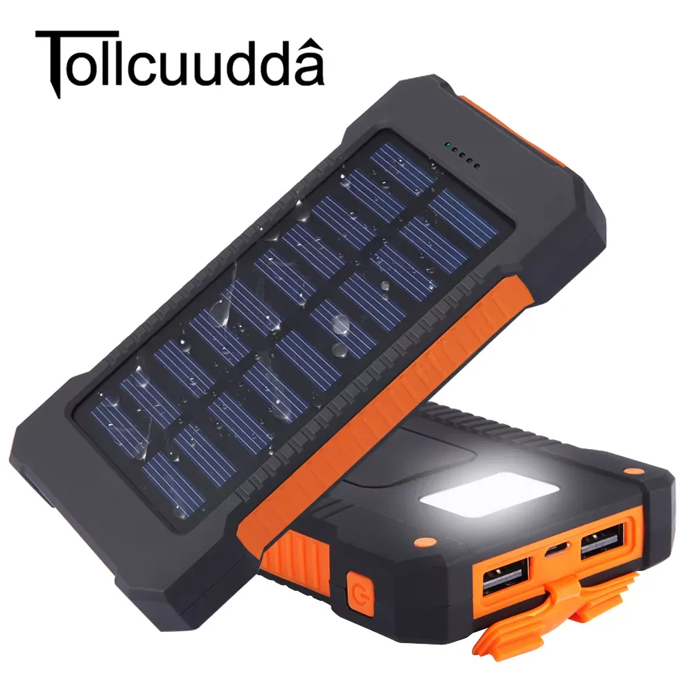 

2023New Tollcuudda Travel PowerBank 10000mAh Portable Solar Charger Dual USB Battery Power Bank Waterproof For Samsung iPhone Xi