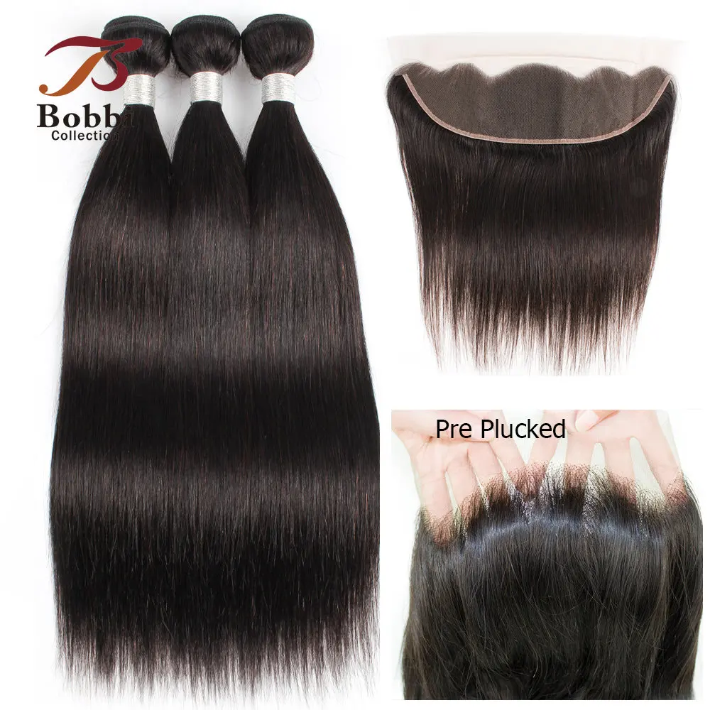 

Прямые пучки с 13x4 кружевными фронтальными прозрачными предварительно выщипанными свободными деталями естественного цвета бразильские Remy человеческие волосы волнистые 30 дюймов