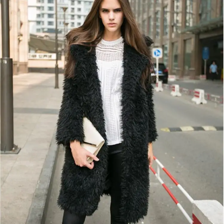 

Winter New Long sleeved Coat with Polo Collar and Fury Mid length Coat
