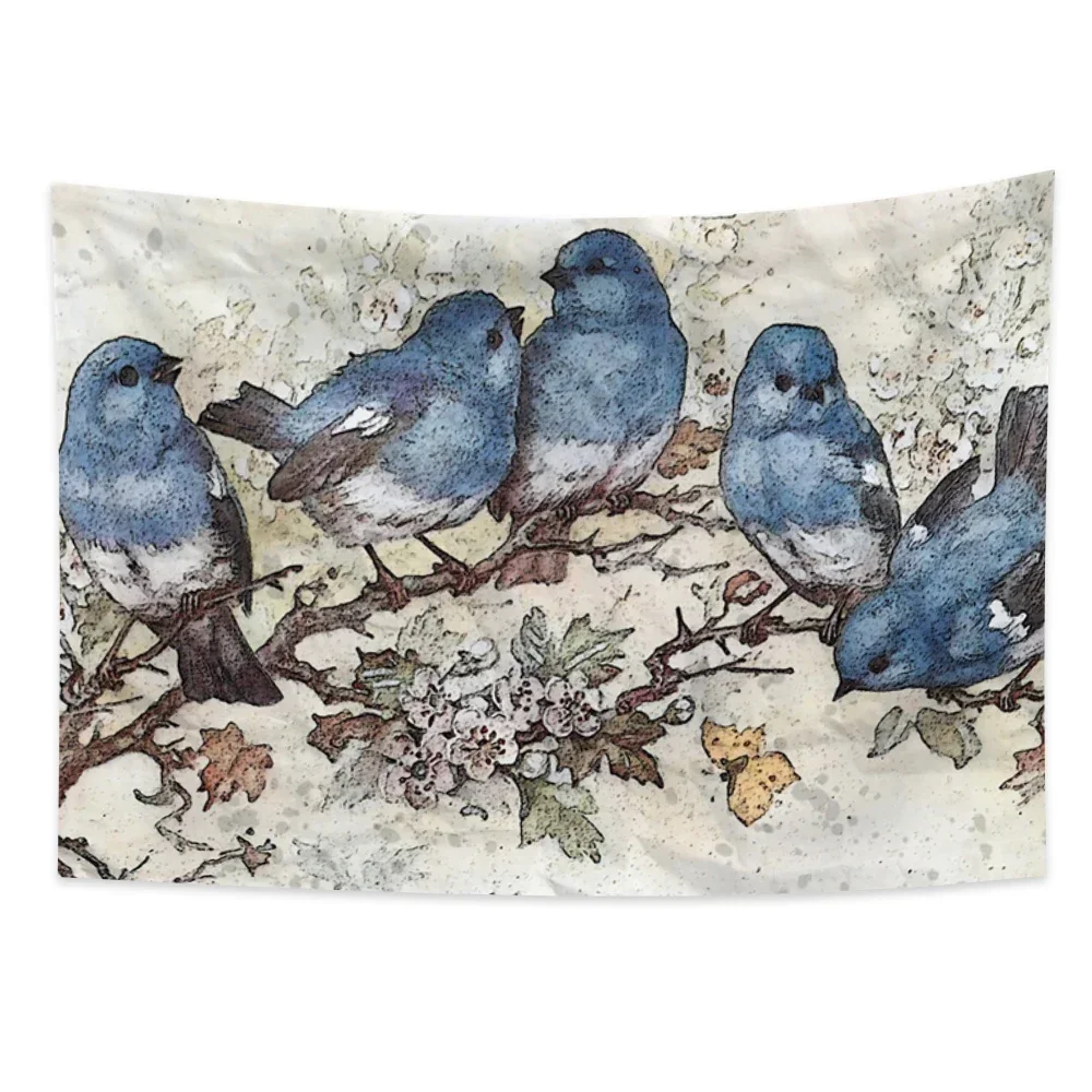 Природный мир птицы гобелен Летающие и сидячие цветы настенное украшение для