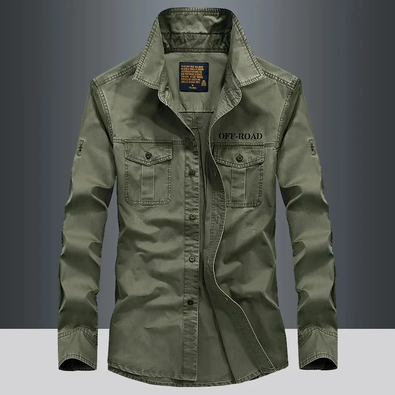 Мужская тактическая рубашка с длинным рукавом из 100% - Цена: 2266