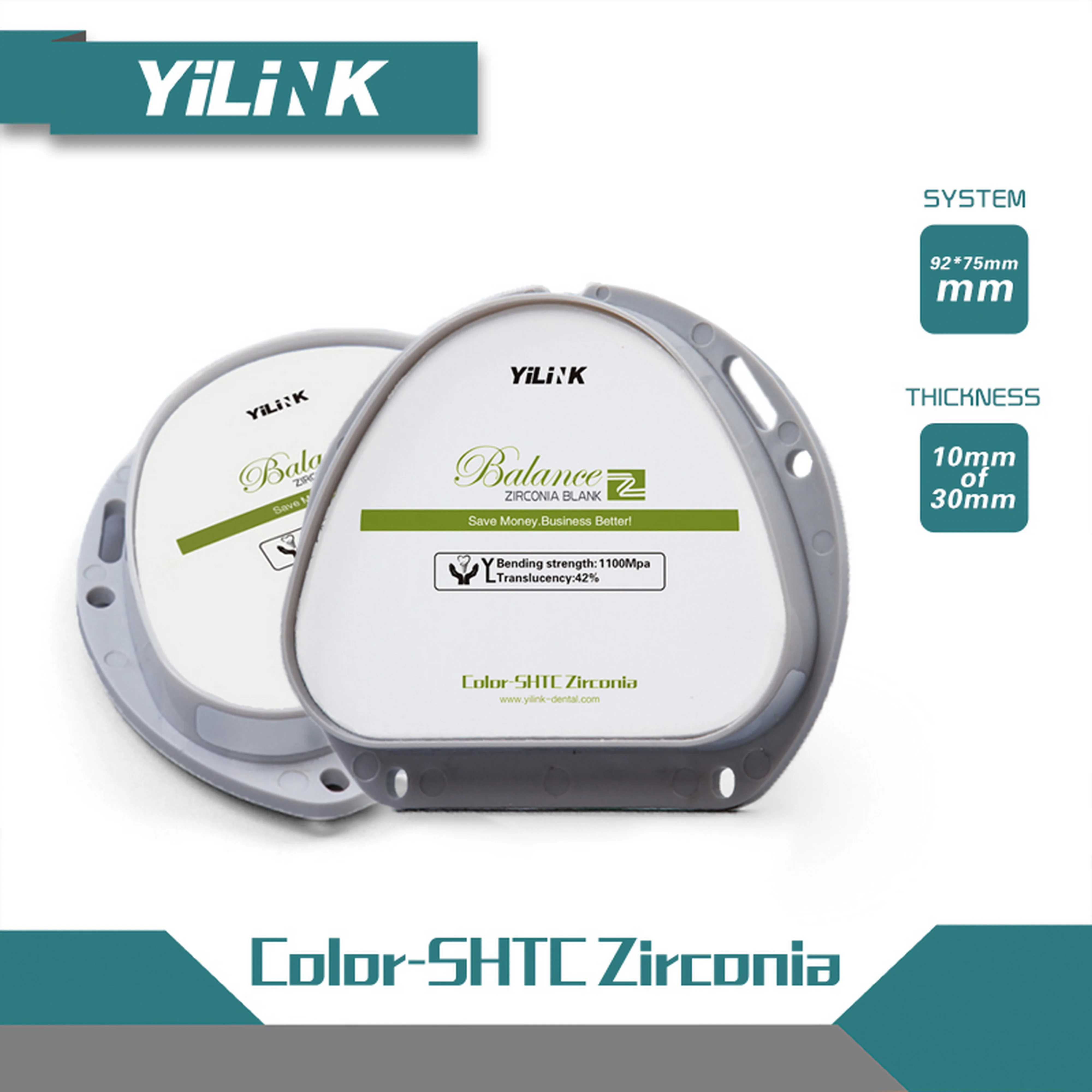 Yilink Dental SHTC Pre-Shaded Zirconia Block AG System 71mm Dental Supplies Restoration Materials for Dental Lab CAD/CAM
