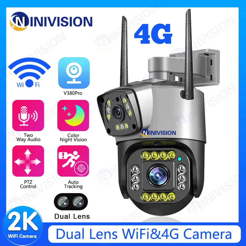 

4G Dual Lens 4MP Camera with 360° Panoramic Rotation and Waterproof for Home Wireless WiFi Monitoring Two Way Audio WiFi camera