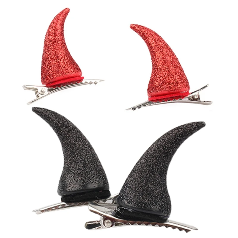 

Cosplay Devil Barrette Ox Horn Hair Clips Halloween Party Costume Accessories